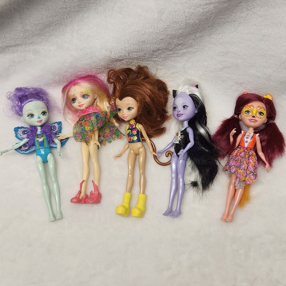 5 Enchantimals Peeki Parrot Patter Peacock Merit Monkey Felicity Fox Sage Skunk